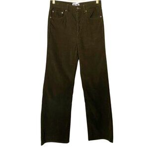 ROUJE PARIS CONCORDE CORDUROY FLARED PANTS IN OLIVE GREEN - S (38)